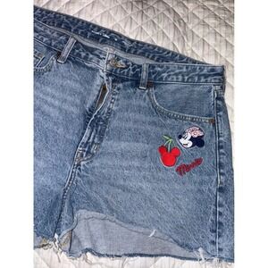 Disney x Old Navy Minnie Mouse High Rise Denim Shorts 16 Cutoff Embroidered